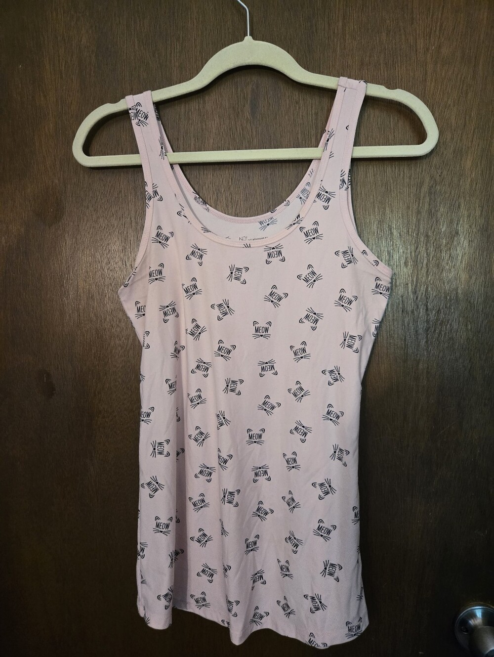 Light Pink Cat Print Tank Top Large